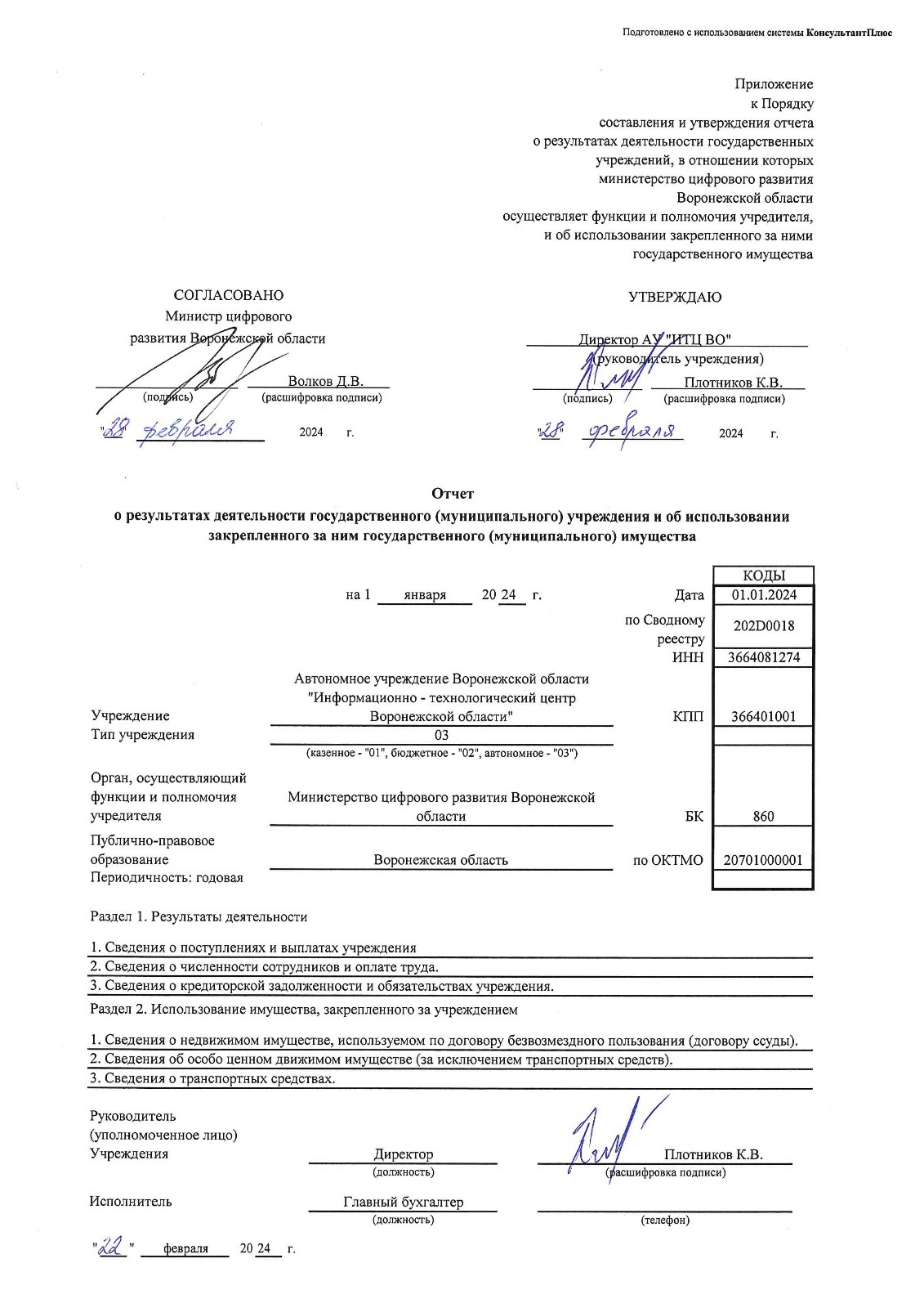 Отчёт автономного учреждения Воронежской области «Информационно технологический центр Воронежской области» 